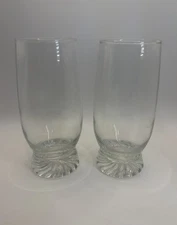 Libbey Sunburst Base Glass Tumblers 6.5 in. -Set Of 2 -VTG