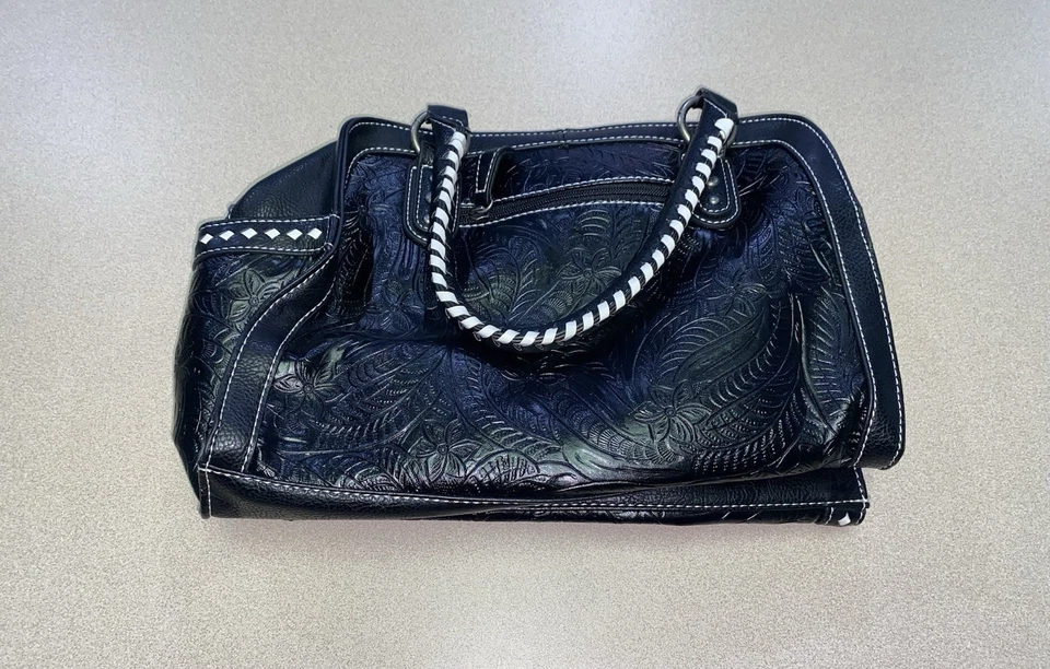 Bolso de mano Blazin Roxx de cuero negro con tachuelas Bolso de vaquera de doble asa usado Foto 2 de 4