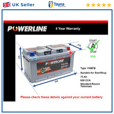 EFB Car Battery fits LAND ROVER DISCOVERY SPORT 2.0 2.0D 2.2D 2014 on Stop Start