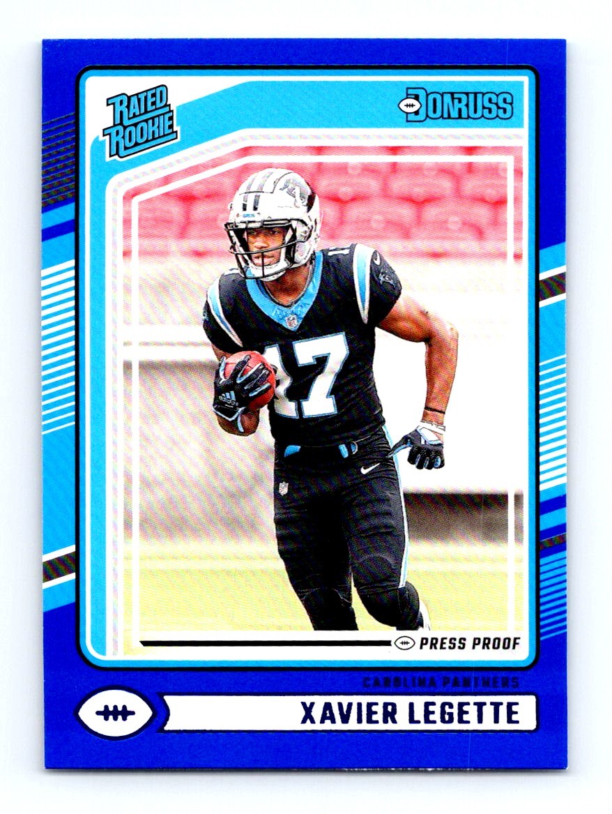#323 2024 Donruss BLUE PRESS PROOF Rated Rookie Xavier Legette RC Carolina