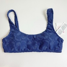 Roxy Sun Click Jacquard Bralette Bikini Top Juniors Large Blue Floral Swim NWT