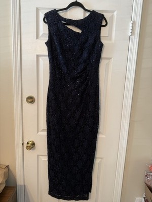 Connected Apparel Women's Navy Blue Sleeveless Size 12 Formal Sheath Dress