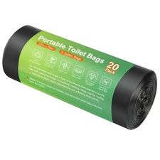 20Pcs Portable Toilet Bags for Camping 100% Compostable & Biodegradable 8 Gal