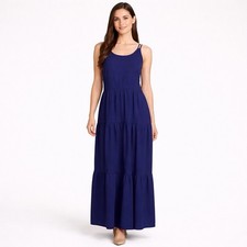 LOFT Cobalt Blue Tiered Criss Cross Back Maxi Dress Sleeveless Size 4