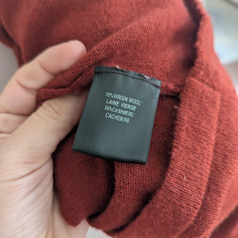 Top para mujer Lafayette 148 naranja quemado cuello en V mezcla de lana y cachemir Foto 2 de 4