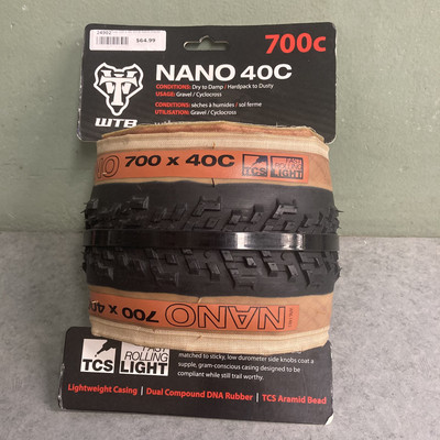 WTB Nano 40 Tire 700 x 40 TCS Tubeless Fast Rolling Gravel Bike Tire Black  Tan