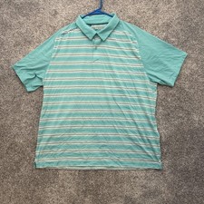 Under Armour Polo Shirt Mens 2XL Blue Striped HeatGear Loose Fit Golf SS 1306112