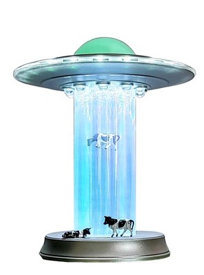 WAN TAI UFO Cow Abduction Lamp   Funny LED Lamp with Miniature Cows, Touch Senso