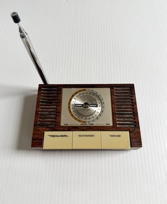 Vtg Realistic Weatheradio TimeKube Receiver Model 12-149A Wood Grain- Untested