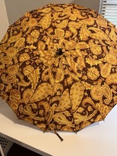 Vintage Paisley Umbrella MCM Steel Ribs Hand-finished Rib Tips Curved Handle