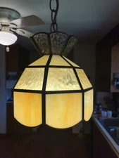 Vintage Tiffany-style stained glass hanging lamp