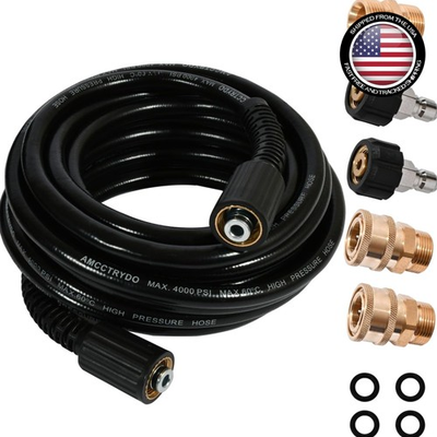 #ad Versatile 100FT Kink Resistant Pressure Washer Hose with M22 Fittings 4000 PSI $76.94