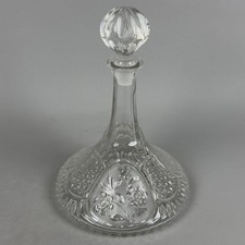 Bouteille Decanter Cristal Bohême Poli Fleurs Satinées Luxe Vintage Années 60