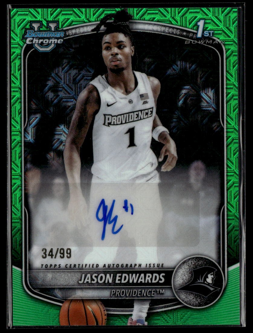 2025-26 Bowman #CPA-JE Jason Edwards Autograph Green Mojo Refractor /99