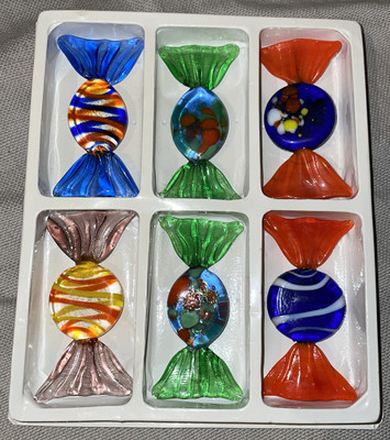 Vintage verschiedene 6er Set Venezia Murano Stil Kunst Glas Bonbons