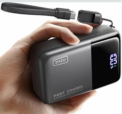 INIU 25000mAh 100W Fast Charge Power Bank 3-Port USB-C Detachable Cable Black