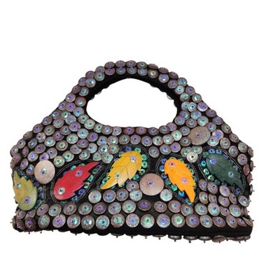 Retro Style Sequin Wooden Beaded Bag Hippie Bohemian Boho Funky Gypsy Festival