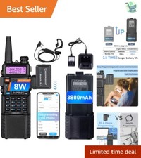 Portable UV-5R Two-Way Radio: 10 km Range, Earpiece, Wireless Programmer