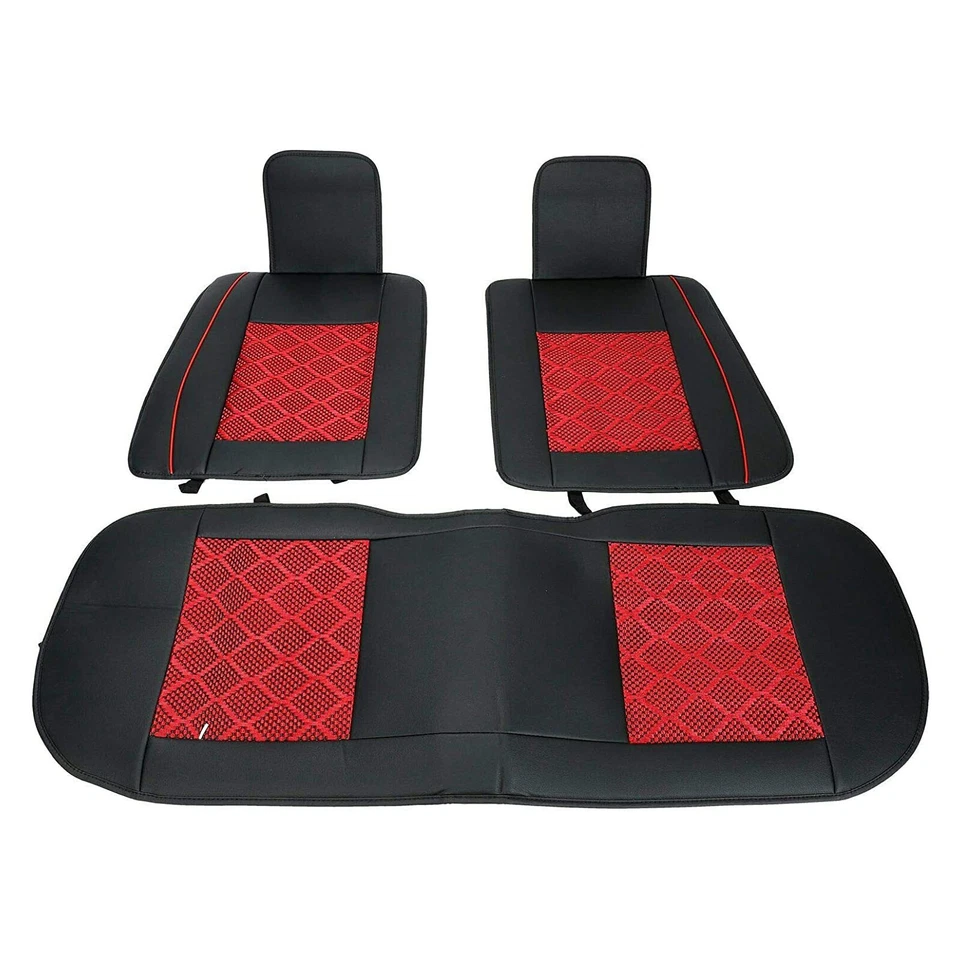 5-Seats Deluxe PU Leather Car Seat Cover Set w/Pillows SUV Front & Rear Cushions - Image 4 of 4