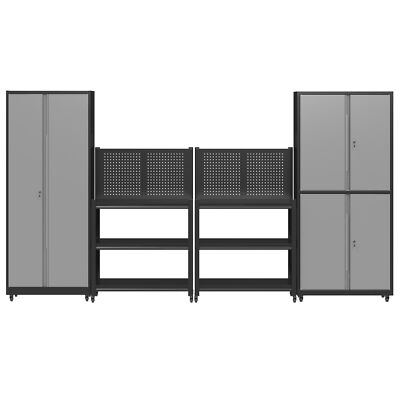 Rolling Garage Storage Cabinets System, Workshop Cabinet Set Unit On Wheel Lock