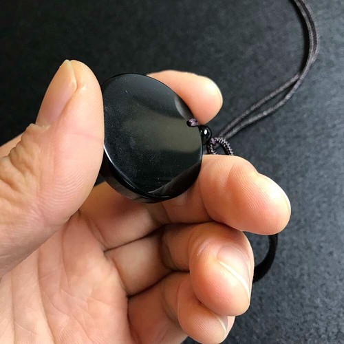 Schwarzer Obsidian Yin Yang Halskette Anhänger Feng Shui Bagua Halskette Amulett Schmuck - Bild 6 von 7