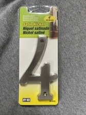 New HY-KO-House Number-Satin Nickel- 4  inches Tall Number 4 