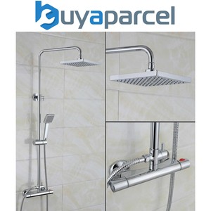 Square Exposed Thermostatic Bar Mixer Shower Dual Control + 8