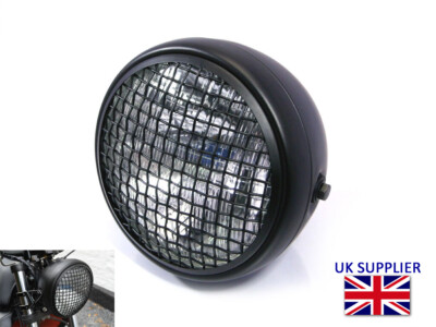 Headlight for Suzuki Cafe Racer Scrambler 7.7'' Black Mesh Grill H4 55W Retro