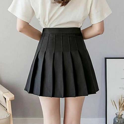 Womens High Waist Skater Mini Skirt Flared Pleated Stretch Short Skirt Dress New - Picture 3 of 23