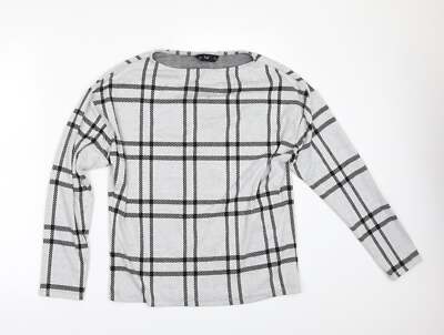 F&F Damenpullover grau Rundhals Karo Polyestermischung Größe 6