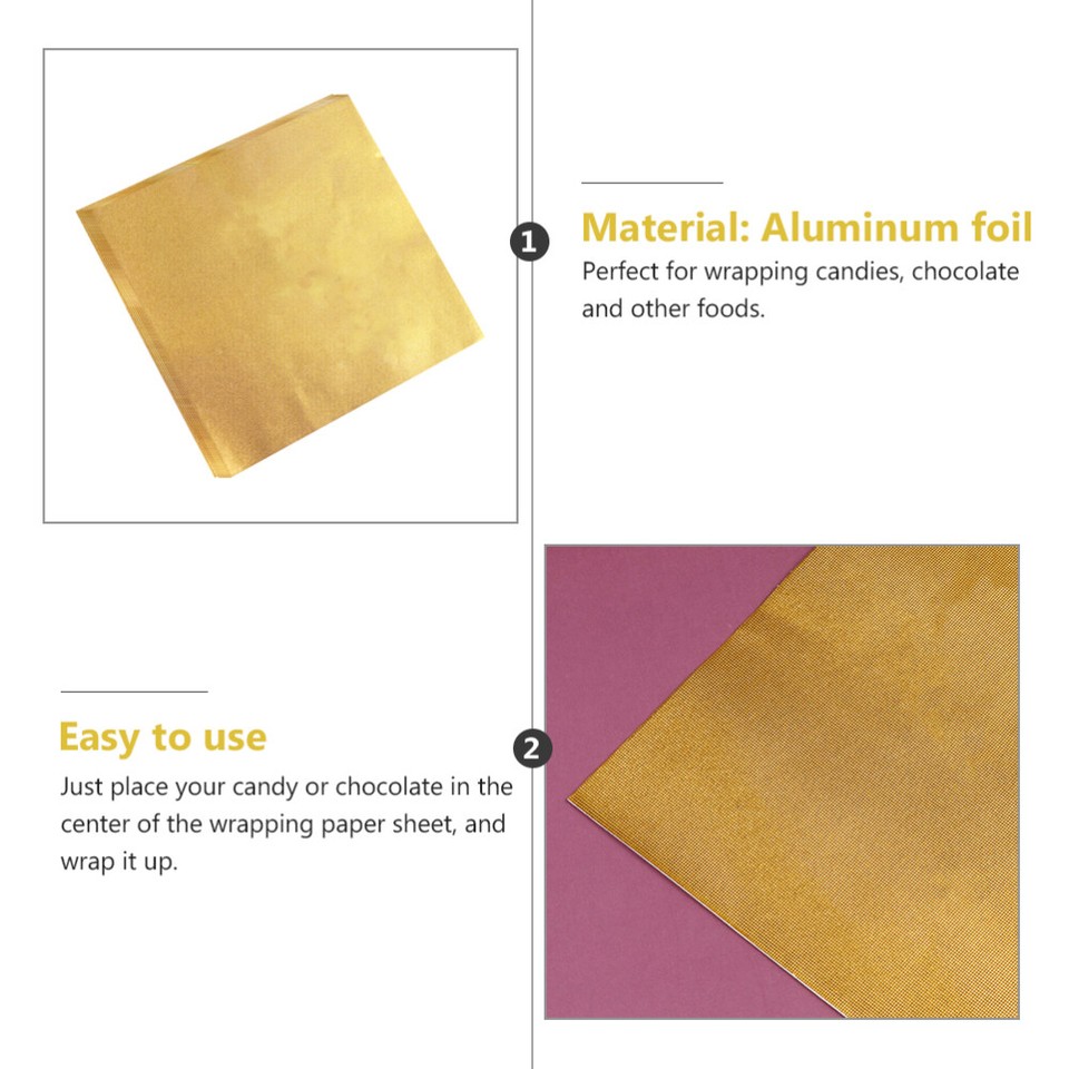 600 Pcs Candy Packaging Papers Wrapping Gold Aluminum Foil Food Baking