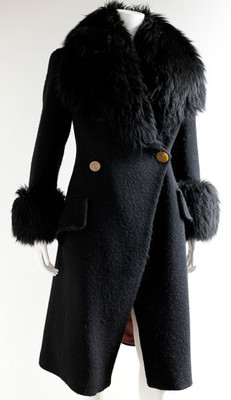 VIVIENNE WESTWOOD Black Wool Fitted Coat With Fur Collar VIVIENNE WESTWOOD Black Wool Fitted Coat With Fur Collar