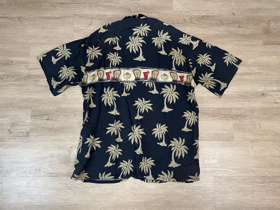 Men’s Campa Moda Rayon Black Sz L Floral Hawaiian Aloha Island Button Shirt - Image 2 of 4