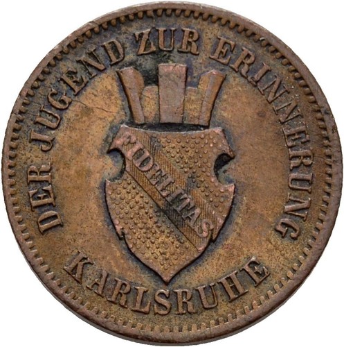 Karlsruhe 1870 Krieg Sieg und Frieden Kreuzer Baden 4,2 g Original Münze #MLS181
