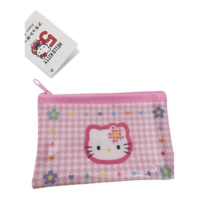 Hello Kitty 50Th Anniversary Houndstooth Sanrio Flat Pouch Daiso