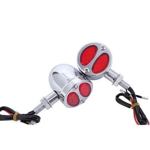 Chrome Motorcycle LED Bullet Brake Blinker Turn Signal Tail Light For Harley A+ - Picture 10 of 11