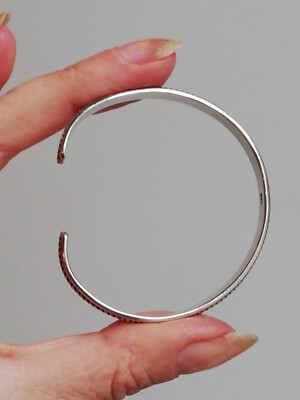 Bracelet Jonc En Argent Massif 925 - Style Art Nouveau/Déco - Avec Corail - Ancien - Occasion