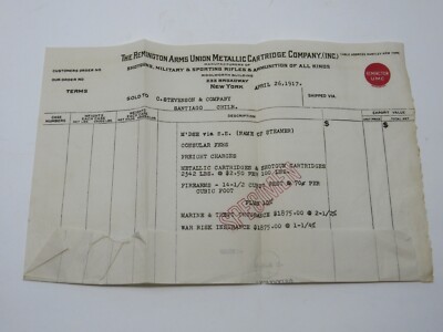 Remington Arms Union Metallic Cartridge Co. Billhead 1917 to