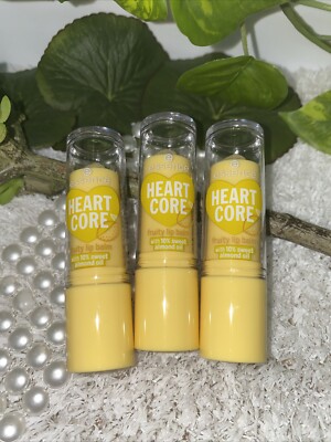 essence 3 x Heart Core Fruity Lip Balm 04 LUCKY LEMON mit Mandelöl 3 x 3g *neu*