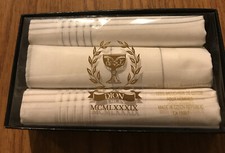 3 VTG DION MEN  S STRIPE COTTON HANDKERCHIEF LOT MADE IN CHECH REPUBLIC NIB