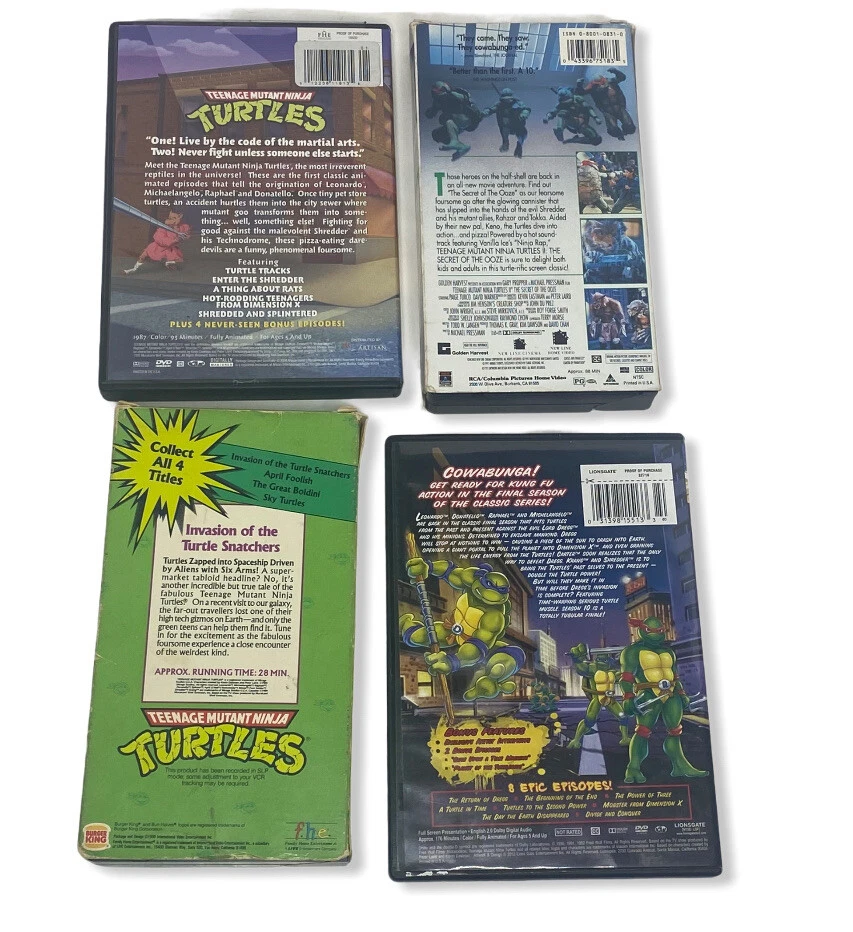VTG Lot of 4 Teenage Mutant Ninja Turtles VHS Tapes DVDs TMNT 1987-92 Movie  - Image 2 of 4
