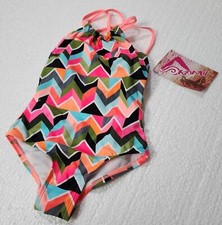 Kanu Surf Girls' Jasmine Beach Sport Halter One Piece Swimsuit, Ruby/Multi, 4