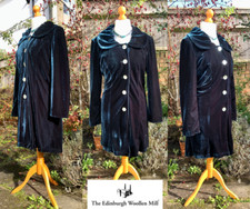 Ewm Velvet Coat, Knee Length, Deep Emerald Green, Collared, Uk 16 (stretch) Vgc