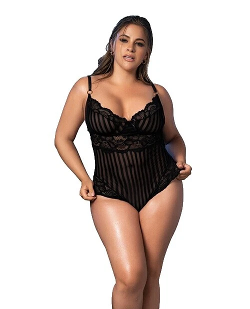 Striped Plus Bodysuits for Women