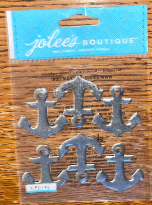 Jolees Ship Anchors Metal Repeats Nautical Ocean Bon Voyage Boat Sea Stickers 3D