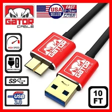 Micro USB 3.0 Cable SYNC High Data For HDD HD Portable External Hard Drive 10FT