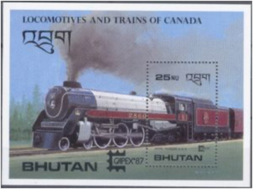 Bhutan #MiBl143 MNH 1987 Train Locomotives Royal Hudson [605] - Picture 1 of 1