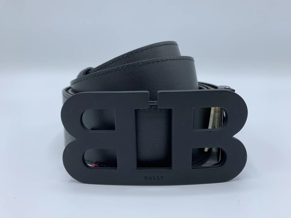 Cinturón reversible de cuero negro y negro $425 Bally Animals 110/44 hecho en Italia Foto 2 de 4