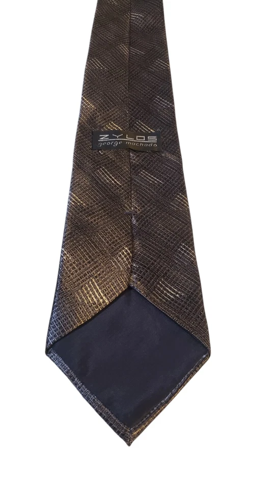 ZYLOS George Machado Corbata Cuello Hombres Gris Negro Estampado Geométrico Traje de Negocios Trabajo Foto 4 de 4