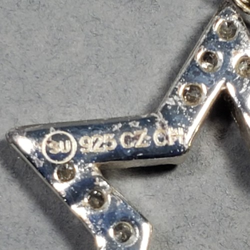 Star Pendent Chain Necklace 925 Silver Cubic Zirconia Modernist Bohemian 18" - Picture 9 of 12